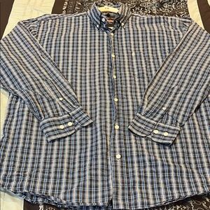 RAFTER C Classic Blue Plaid Button-Down Shirt
